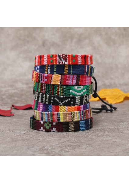 No.6 Boyutu Yaz Nepal Etnik Bohemia Geniş Kumaş Bilezik Erkek Kadın Tribal Doku Kumaş Bilezik Kadın Bilekliği Pulseras Mujer Rh-03 (Yurt Dışından) fiyatları