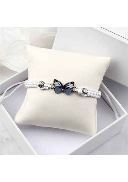 Siyah Gri Kelebek Kolye Bilezik Kadınlar Için El Yapımı Siyah Beyaz Halat Ayarlanabilir Örgülü Bilezik ve Bilezikler Moda Genç Kız Takısı (Yurt Dışından) fırsatları