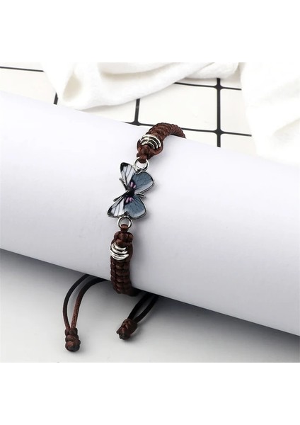 Siyah Gri Kelebek Kolye Bilezik Kadınlar Için El Yapımı Siyah Beyaz Halat Ayarlanabilir Örgülü Bilezik ve Bilezikler Moda Genç Kız Takısı (Yurt Dışından) indirimleri