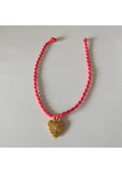 LA180 Laoiserie Moda Mizaç Taklit Ahşap Kalp Daire Balık Örgülü Kırmızı Halat Bilezik Kadın Doğum Günü Hediyesi Takı (Yurt Dışından)