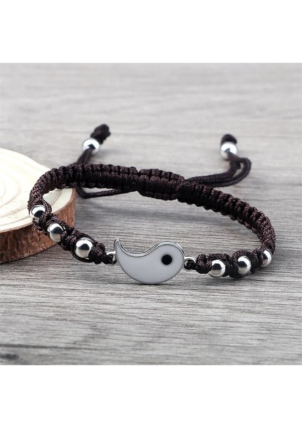 Siyah Siyah Siyah Beyaz Halat Zincir Örgülü Bilezik Ta Yin Yang El Yapımı Dostluk Bilezikler Kadın Erkek Ayarlanabilir Takılar Takı (Yurt Dışından) fırsatları