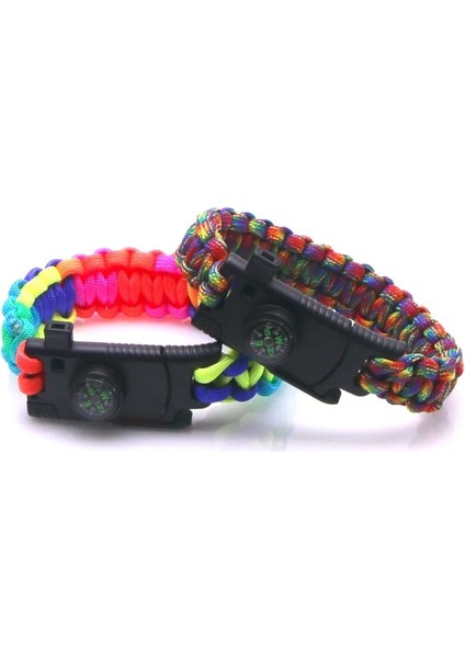 BHJTA2209 Çok Fonksiyonlu Askeri Acil Hayatta Kalma Paracord Gökkuşağı Bilezik Açık Kazıyıcı Düdük Toka Paracord Araçları (Yurt Dışından) indirimleri