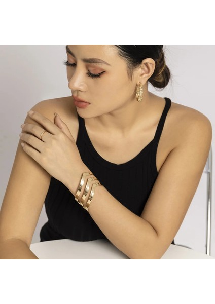 No.1 Boyutu Punk Büyük Geniş Manşet Altın Bilezik Kadın Erkek Açık Ayarlanabilir Geometrik Bilezik Lüks Li Tasarımcı Takı (Yurt Dışından) indirimleri