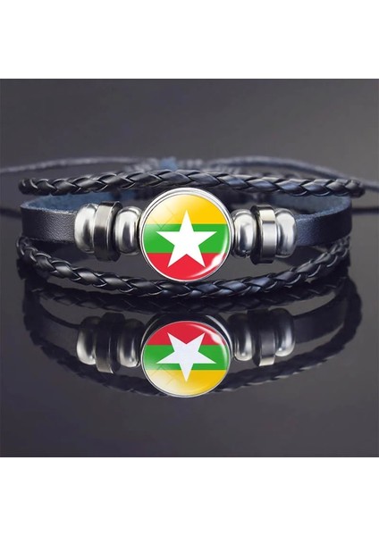 Endonezya Güneydoğu Asya Ülke Bayrağı Deri Bilezik Singapur Tayland Malezya Endonezya Bayrağı Örgülü Bilezik (Yurt Dışından)