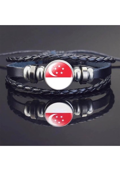Endonezya Güneydoğu Asya Ülke Bayrağı Deri Bilezik Singapur Tayland Malezya Endonezya Bayrağı Örgülü Bilezik (Yurt Dışından)