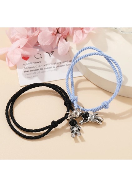 OV692006 Et Çift Bilezik Astronot Yıldız Mıknatıs Topu Eşleşen Bilezikler Sevgilisi Kalp Manyetik Bilezik Dostluk Sevgililer Günü (Yurt Dışından)