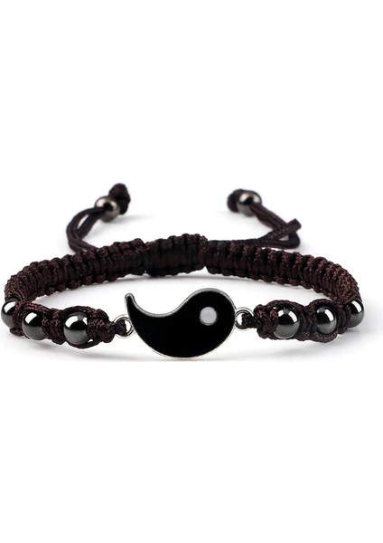Kahverengi Siyah Siyah Beyaz Halat Zincir Örgülü Bilezik Ta Yin Yang El Yapımı Dostluk Bilezikler Kadın Erkek Ayarlanabilir Takılar Takı (Yurt Dışından)