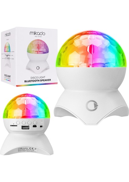 Müzik Kutusu Şarjlı Dönen Disko Topu Rgb LED Bt/usb/sd Mikado MD-X740