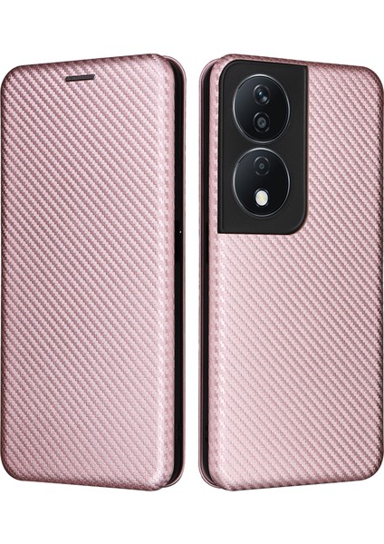 Honor X7B 4g Deri Telefon Kapağı Karbon Fiber Doku Kasası (Yurt Dışından)