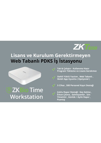 Zkbiotime Workstation ve 2x Speedface V3L Lite / Pdks İş İstasyonu / Yazılım Dahil