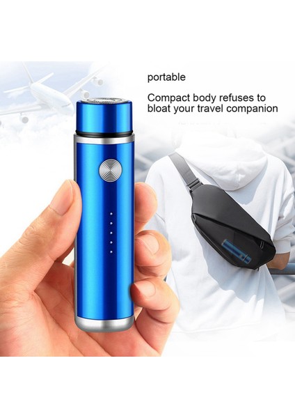 Sagrado Mini Elektrikli Tıraş Makinesi Erkek Taşınabilir Elektrikli Tıraş Makinesi Yıkanabilir Sakal Düzeltici USB Şarj Edilebilir Erkek Yüz Tıraş Makinesi Mavi (Yurt Dışından)