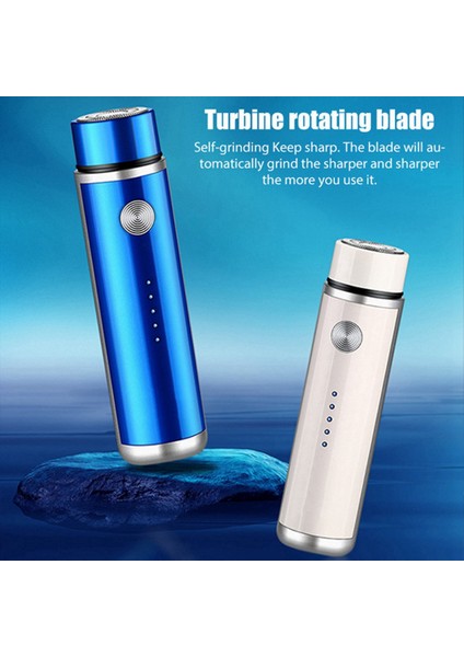Sagrado Mini Elektrikli Tıraş Makinesi Erkek Taşınabilir Elektrikli Tıraş Makinesi Yıkanabilir Sakal Düzeltici USB Şarj Edilebilir Erkek Yüz Tıraş Makinesi Mavi (Yurt Dışından)
