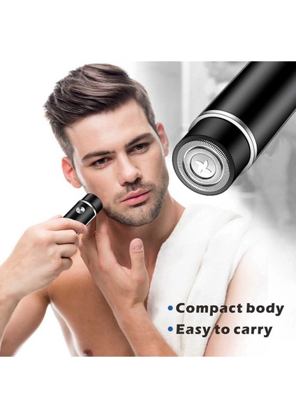 Sagrado Mini Elektrikli Tıraş Makinesi Erkek Taşınabilir Elektrikli Tıraş Makinesi Yıkanabilir Sakal Düzeltici USB Şarj Edilebilir Erkek Yüz Tıraş Makinesi Beyaz (Yurt Dışından)