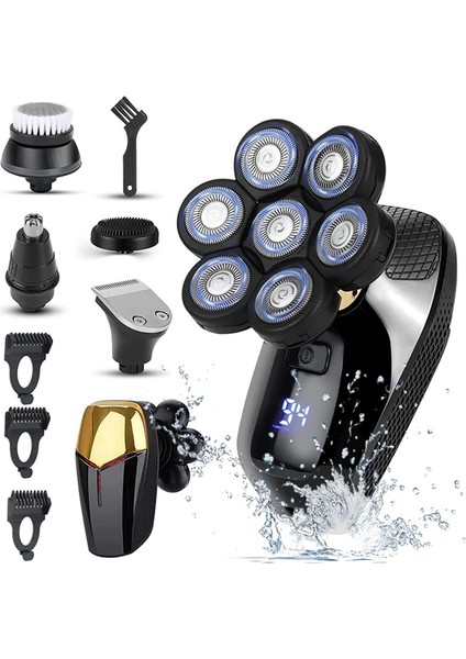 Sagrado Erkek Tıraş Bağımsız 7 Bıçak Yüzen Kafa Su Geçirmez Elektrikli Tıraş Makinesi Erkek Çok Fonksiyonlu USB Şarj Edilebilir Giyotin (Yurt Dışından)