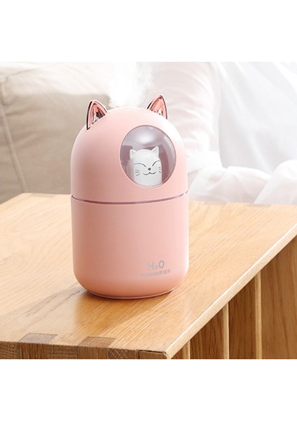 Sagrado 300 ml USB Hava Nemlendirici Serin Mist Maker Sisleyici Renkli Lamba ile Sevimli Kedi Mini Aroma Yayıcı Humidificador Pembe (Yurt Dışından)