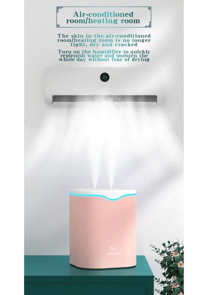 Sagrado 2000 ml Büyük Kapasiteli Nemlendirici USB Ultrasonik Çift Sprey Kafası Aroma Yağı Difüzör Hava Humidificador Mist Maker Pembe (Yurt Dışından)