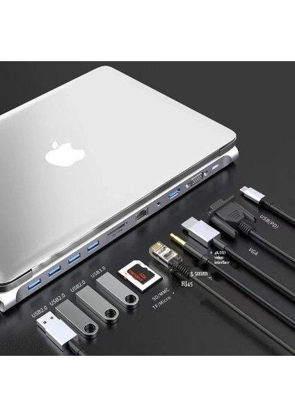 macbook Apple Huawei Xiaomi Dizüstü Bilgisayar Yuvası Için C Tipi Yerleştirme Istasyonu TC008 (Yurt Dışından)