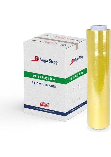 Sarı Renk Gıda Strech El Tipi 8 Mikron 45 cm 1,17kg 180 gr Masura 720 Adet