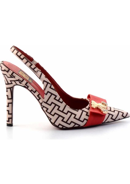 Bej Baskılı Kumaş Kadın Klasik Topuklu Ayakkabı K01455118210 fiyatları