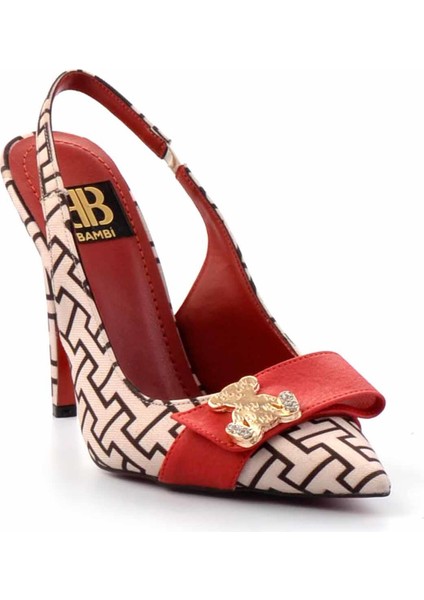 Bej Baskılı Kumaş Kadın Klasik Topuklu Ayakkabı K01455118210 modelleri