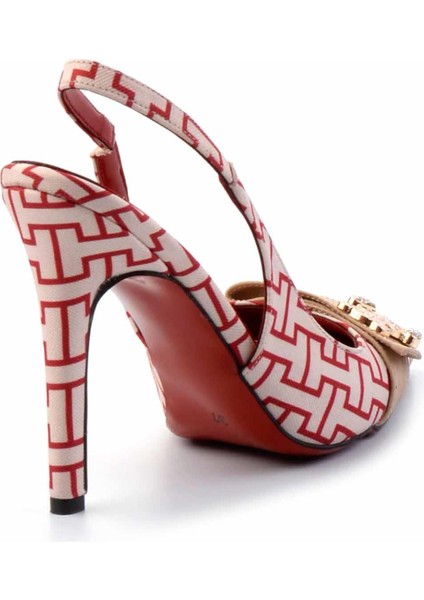 Kırmızı Baskılı Kumaş Kadın Klasik Topuklu Ayakkabı K01455118210 modelleri