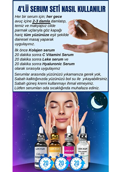 C Vitamin Serum +  Serum + Hyaluronik Asit Serum + Leke Serum