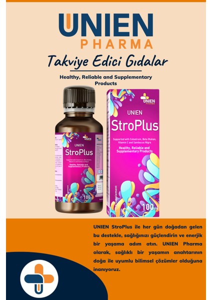 Stroplus 100 Ml/ Kolostrum Beta Glukan Çinko Folik Asit Selenyum Vitamin Içeren Takviye Edici Gıda