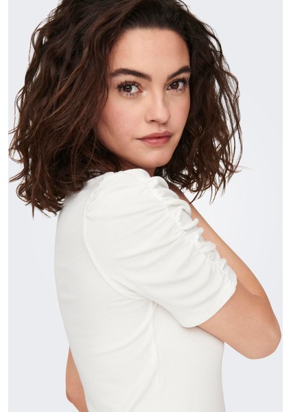 Onlbelia Keten Karışımlı Fitted T Shirt Kadın T Shirt 15289850 modelleri