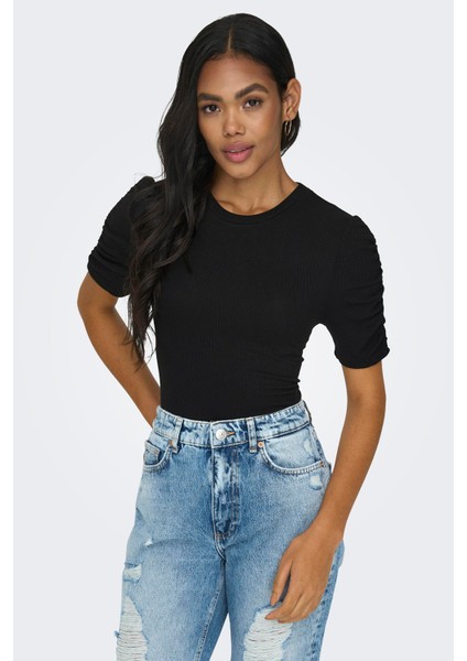 Onlbelia Keten Karışımlı Fitted T Shirt Kadın T Shirt 15289850