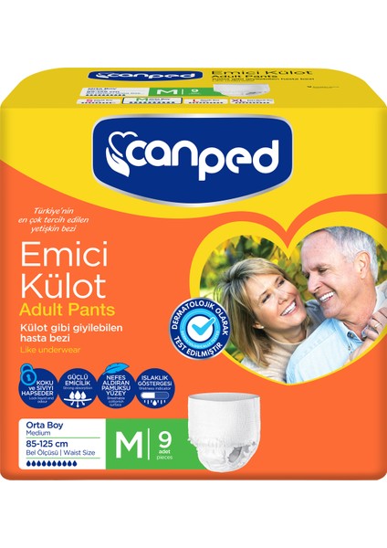 Lohusa Hamile ve Emici Külot M (Orta) Boy Beden Ölçüsü 85-125 cm 1 Paket 9 Adet
