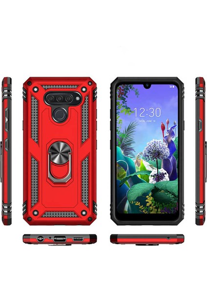 Lg Q60 Uyumlu Kılıf Soldier Korumalı Yüzüklü ve Mıknatıslı Tpu Gövde Kılıf