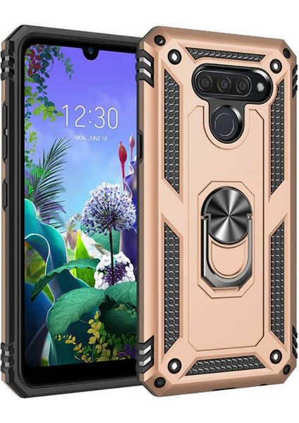 Lg Q60 Uyumlu Kılıf Soldier Korumalı Yüzüklü ve Mıknatıslı Tpu Gövde Kılıf