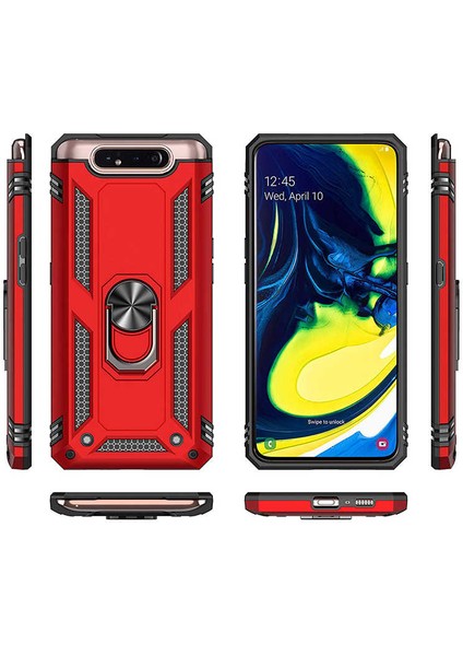 Samsung Galaxy A80 Uyumlu Kılıf Soldier Korumalı Yüzüklü ve Mıknatıslı Tpu Gövde Kılıf fiyatları