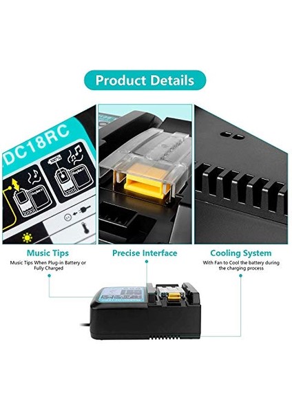 Makita Yedekleme Şarj Cihazı DC18RC LED Ekranlı Hızlı Şarj Cihazı, 14,4 V ve 18 V Enerji Kutusu Şarj Cihazı, Alet Enerji Kutusu 3A (Yurt Dışından) indirimleri