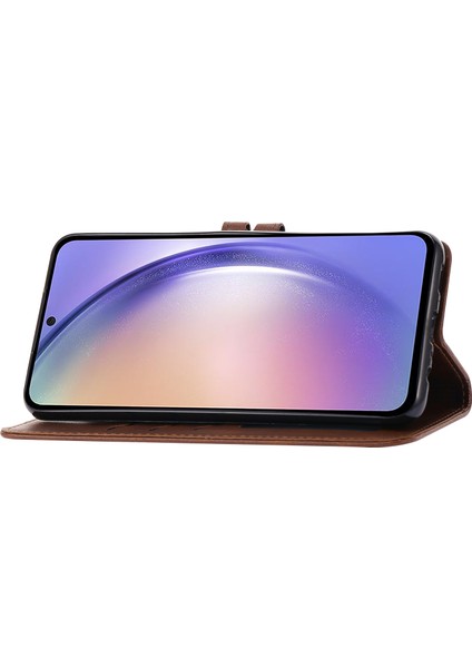 Samsung Galaxy S24+ Deri Mutlu Desen Baskılı KoruyucuKahverengi Telefon Kılıfı (Yurt Dışından)