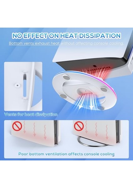 Ps5 Slim Aksesuarı Için LED Dikey Stand, 14 Işık Modlu Yükseltilmiş Stand, Playstation 5 Slim Konsol Için Vidalar ve USB C Kablosu ile Disk/dijital - Ps5 Konsoluna Uymaz (Yurt Dışından)