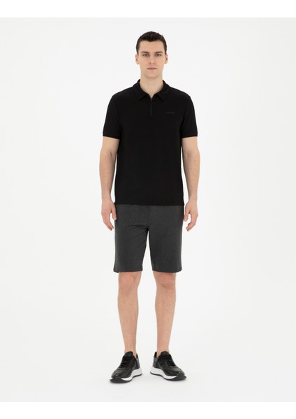 Erkek Antrasit Melanj Slim Fit Örme Şort 50292994-VR081