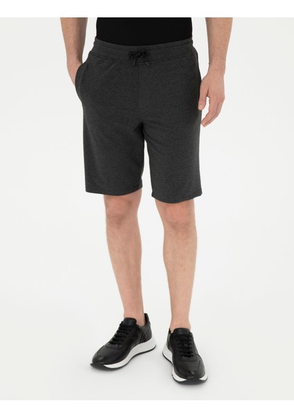 Erkek Antrasit Melanj Slim Fit Örme Şort 50292994-VR081