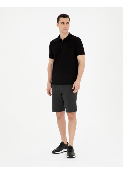 Erkek Antrasit Melanj Slim Fit Örme Şort 50292994-VR081