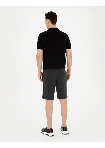 Erkek Antrasit Melanj Slim Fit Örme Şort 50292994-VR081