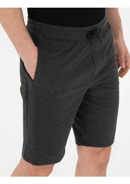 Erkek Antrasit Melanj Slim Fit Örme Şort 50292994-VR081