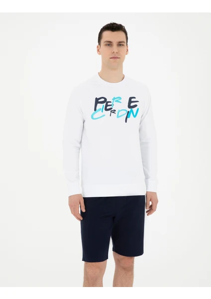 Pierre Cardin Erkek Beyaz Regular Fit Sweatshirt 50285538-VR013