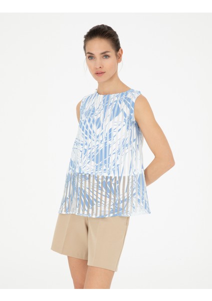 Kadın Mavi Regular Fit Bluz 50284644-Vr036