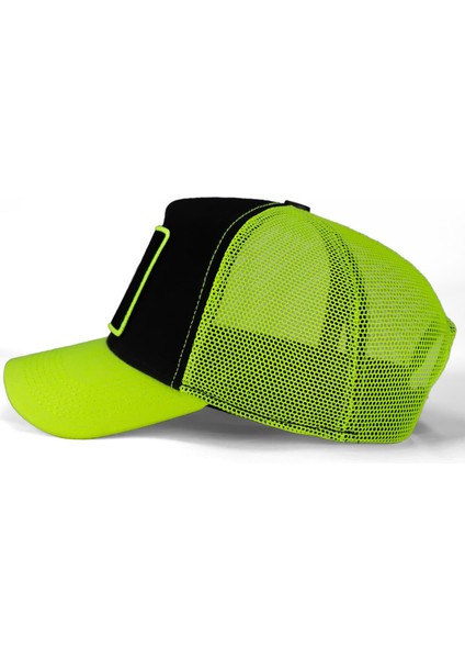 V1 Trucker Kurt - 3 Kod Logolu Unisex Neon Siperli Neon-Siyah Şapka (Cap)