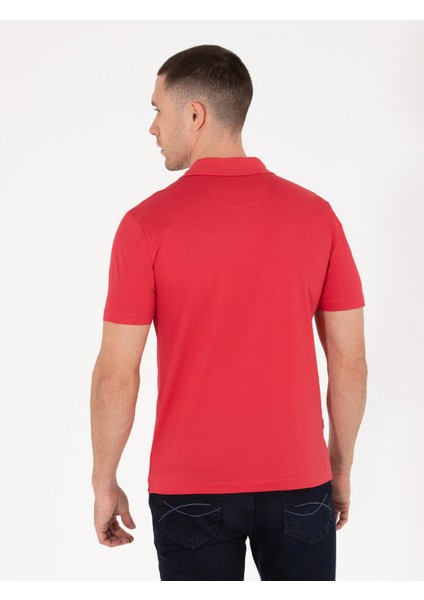 Erkek Kırmızı Regular Fit Polo Yaka Merserize Tişört 50262668-VR030 indirimleri
