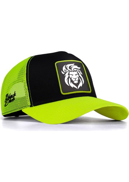 Blackbörk V1 Trucker Aslan - 9 Kod Logolu Unisex Neon Siperli Neon-Siyah Şapka (Cap)