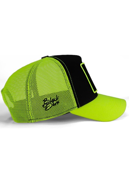 Blackbörk V1 Trucker Aslan - 9 Kod Logolu Unisex Neon Siperli Neon-Siyah Şapka (Cap)