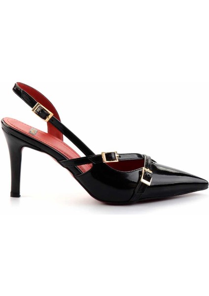 Siyah Rugan Kadın Klasik Topuklu Ayakkabı K01455018408