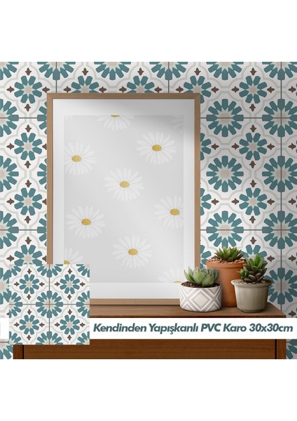 Kendinden Yapışkanlı Banyo Mutfak Fayans Kaplama Arabic Pvc Karo 30x30cm (0,36 M²)