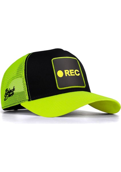 Rec Logolu Neon-Siyah Trucker Şapka